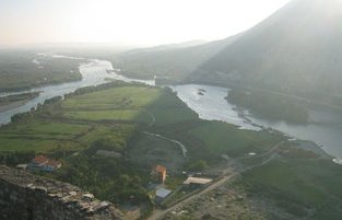View from Rozafa castle on Drini and Buna river